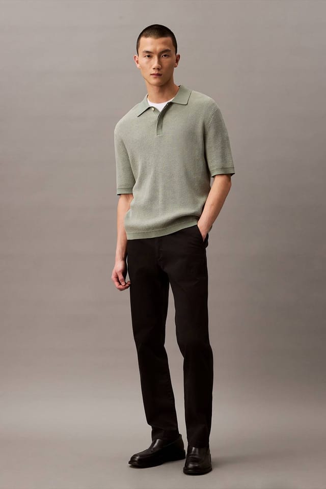 Calvin Klein Calvin Klein Men's Slim Cotton Stretch Chino Trouser Black in Grey - 2
