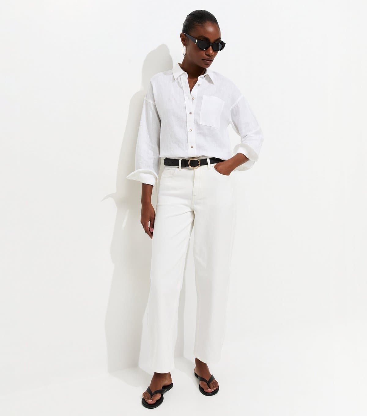New Look New Look Off White Cropped Tapered Jeans