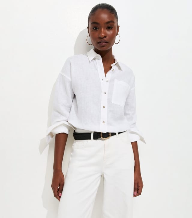 New Look Women's Off White Cropped Tapered Barrel Leg Jeans New Look - 2