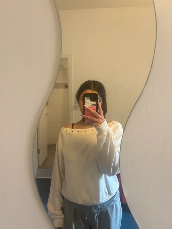 Bershka off the shoulder sweater eyelet detailing