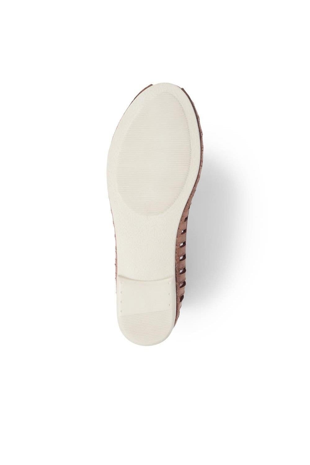 Pavers Pavers Women's Leather Open-Toe Ballet Flats in Tan - 4