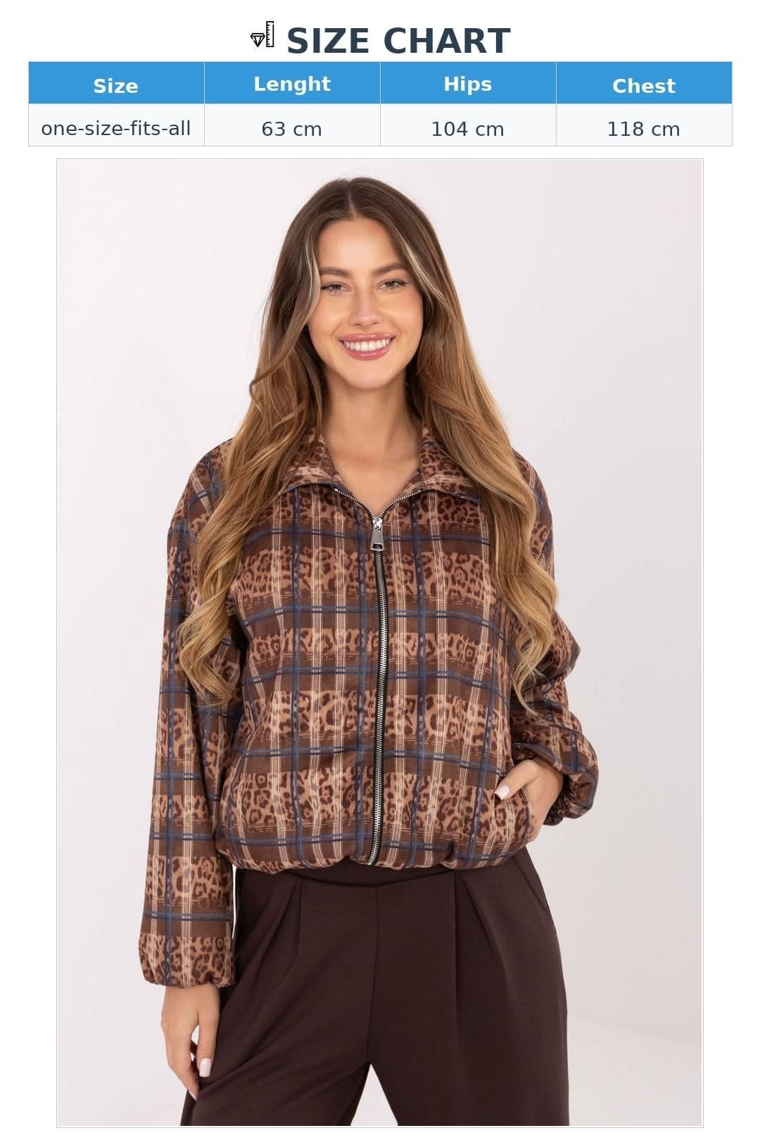 Love Lace Love Lace Women's Animal Print & Check Zip Jacket in Brown - 4