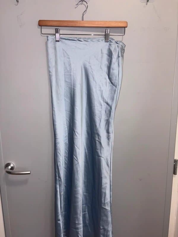 New Look New Look Light Blue Satin Maxi Skirt
