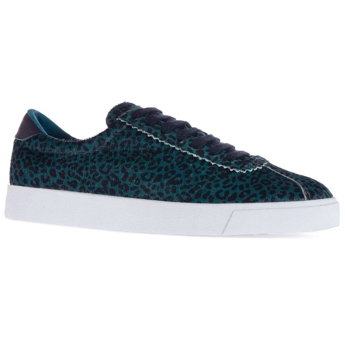 Superga Superga Women's 2843 Club S Leopard Print Cowhide Leather Trainers in Bottle Green