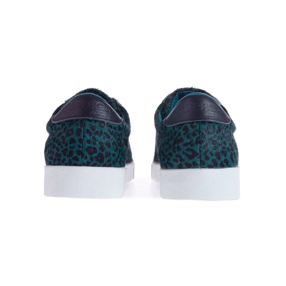 Superga Superga Women's 2843 Club S Leopard Print Cowhide Leather Trainers in Bottle Green - 2