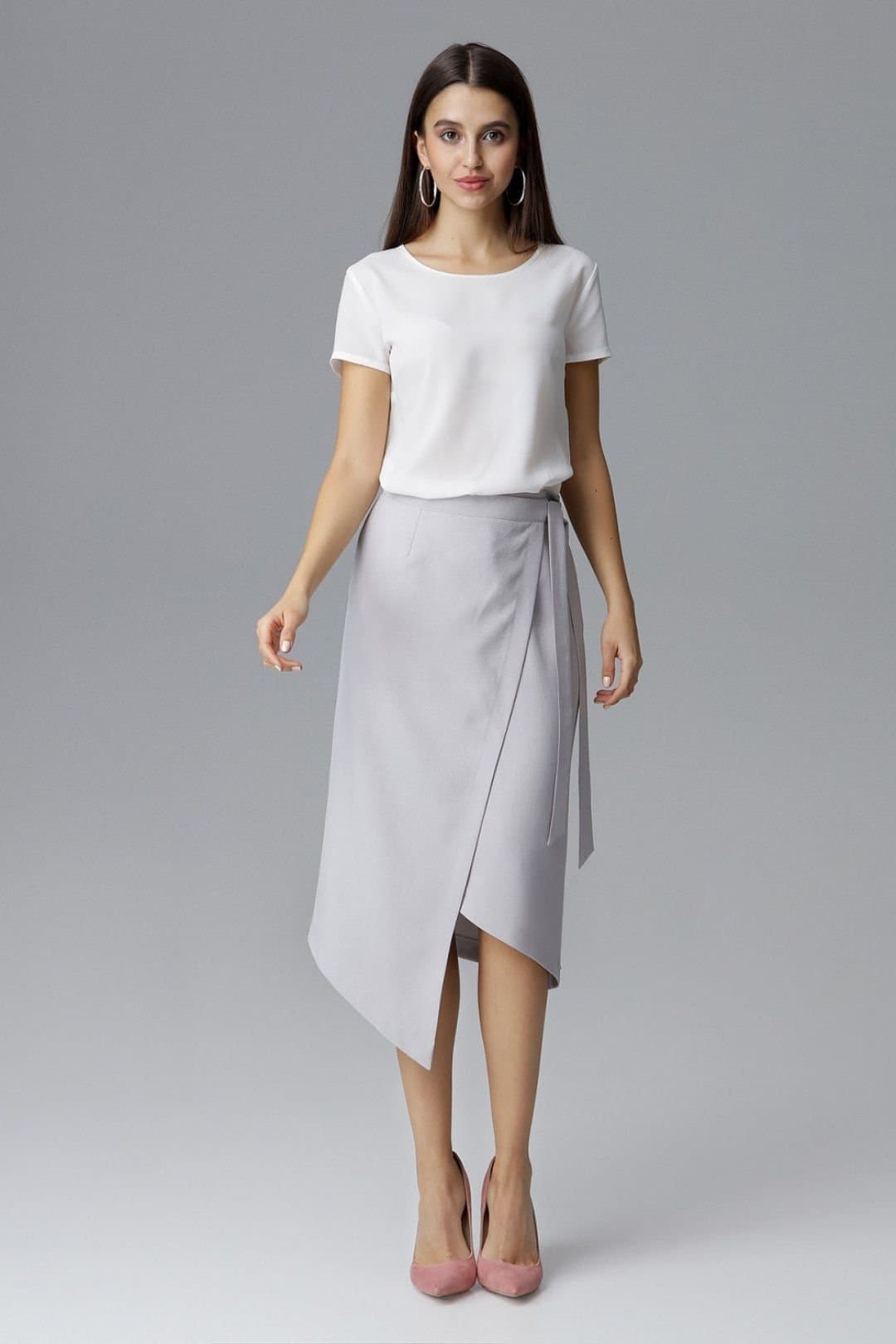 Love Lace Love Lace Women's Grey Asymmetrical Waist Tie Skirt