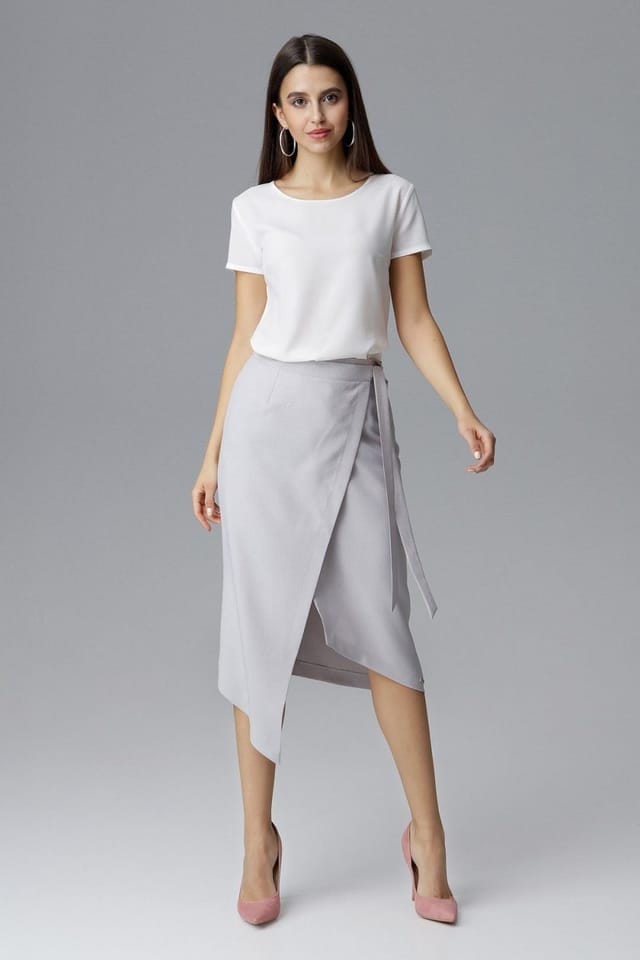 Love Lace Love Lace Women's Left Asymmetrical Waist Tie Skirt in Grey - 2
