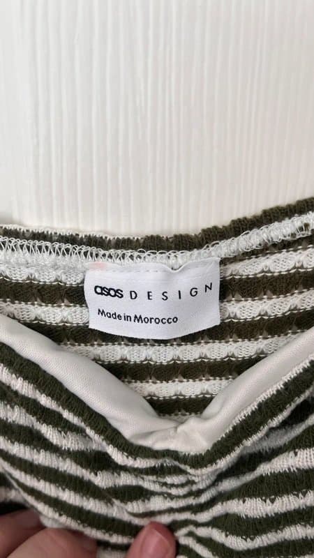 ASOS Design green white crochet top