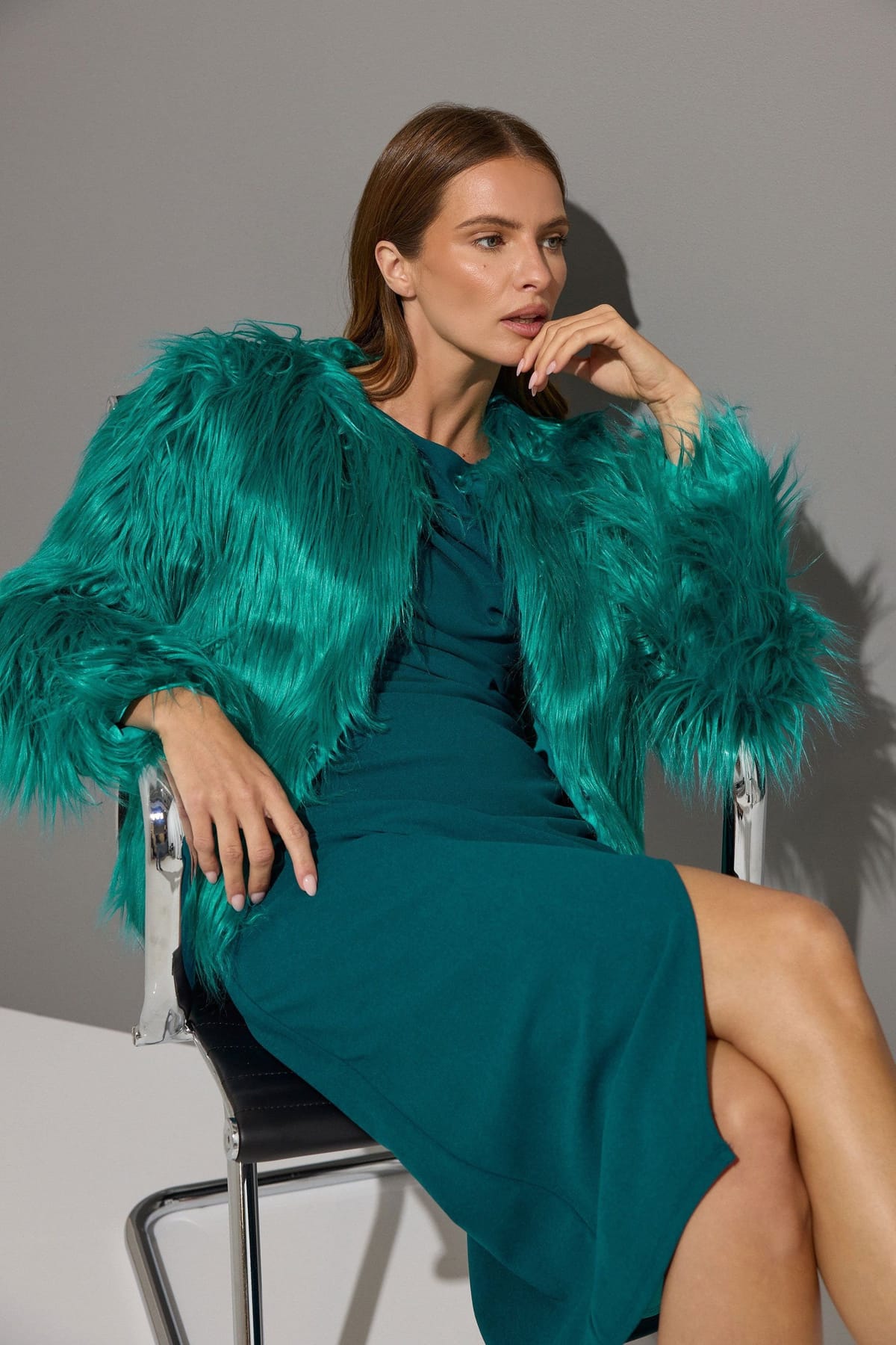 Star By Julien Macdonald Star by Julien Macdonald Women's Faux Fur Coat in Green - 1