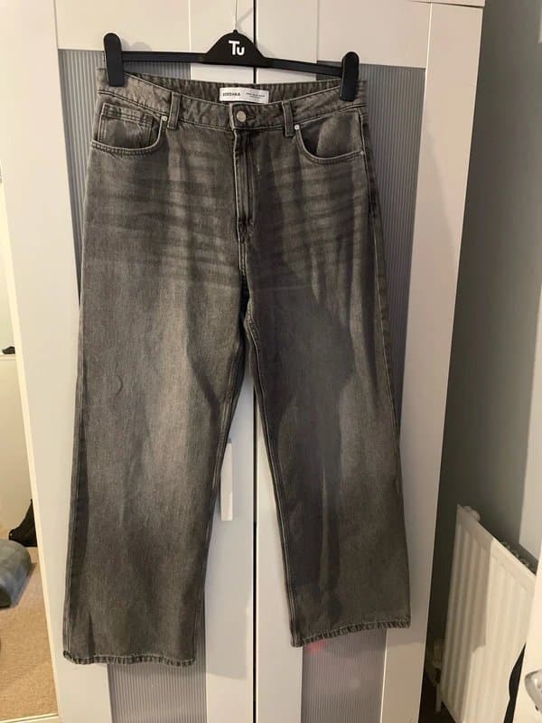 Bershka Bershka grey wide leg jeans size 40