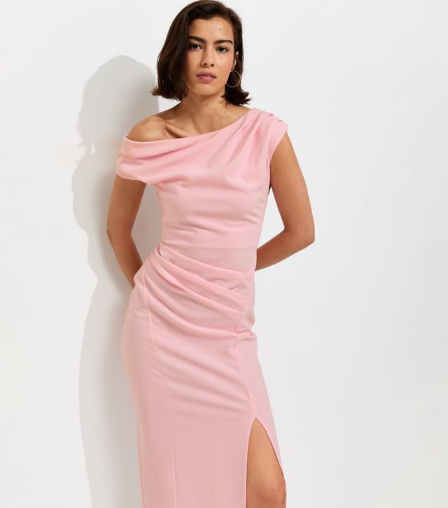 New Look Women's Pink Fallen Shoulder Slit Detail Midi Dress New Look - 2