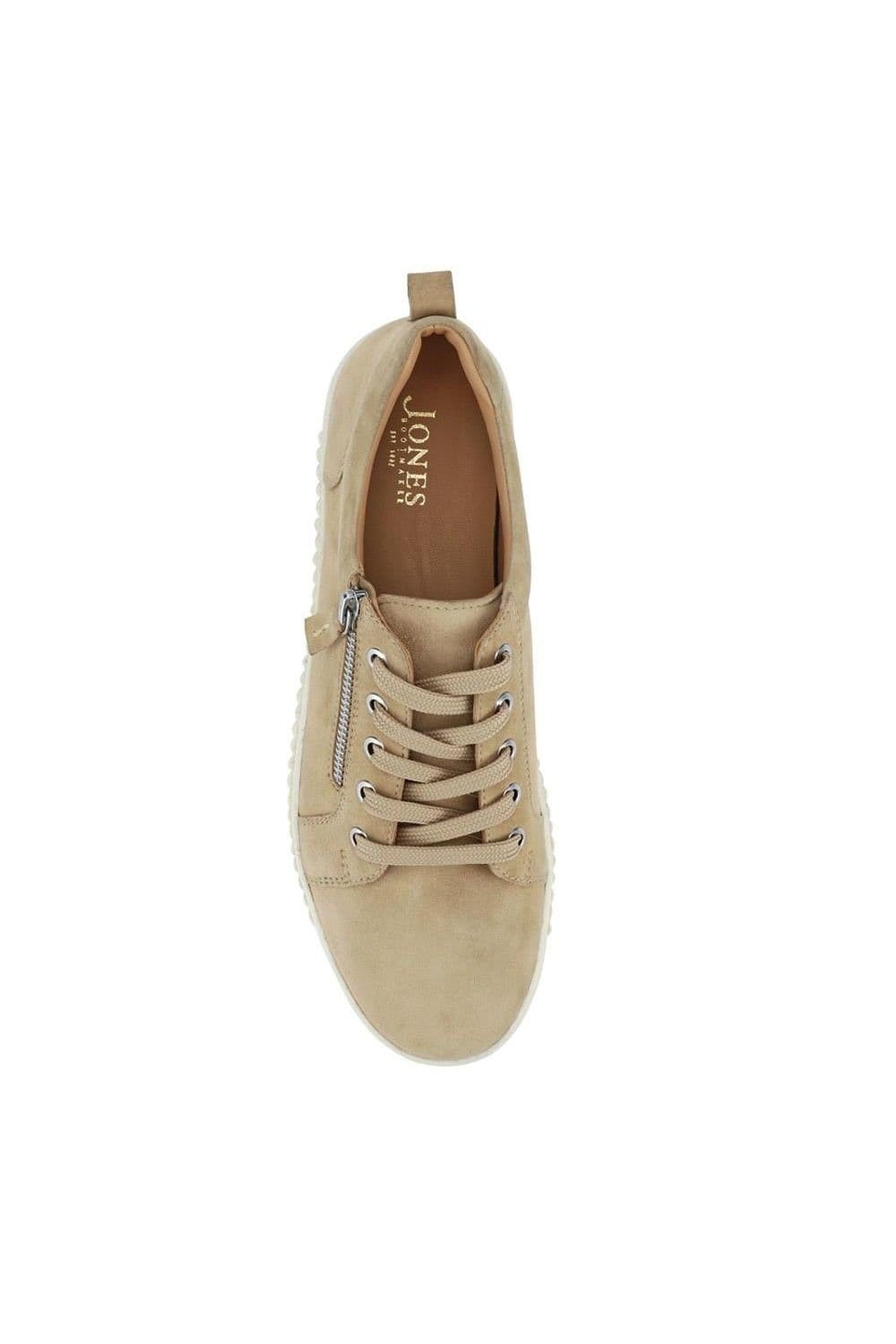 Jones Bootmaker Jones Bootmaker Women's Azure Leather Wide-Fit Trainers in Beige - 4