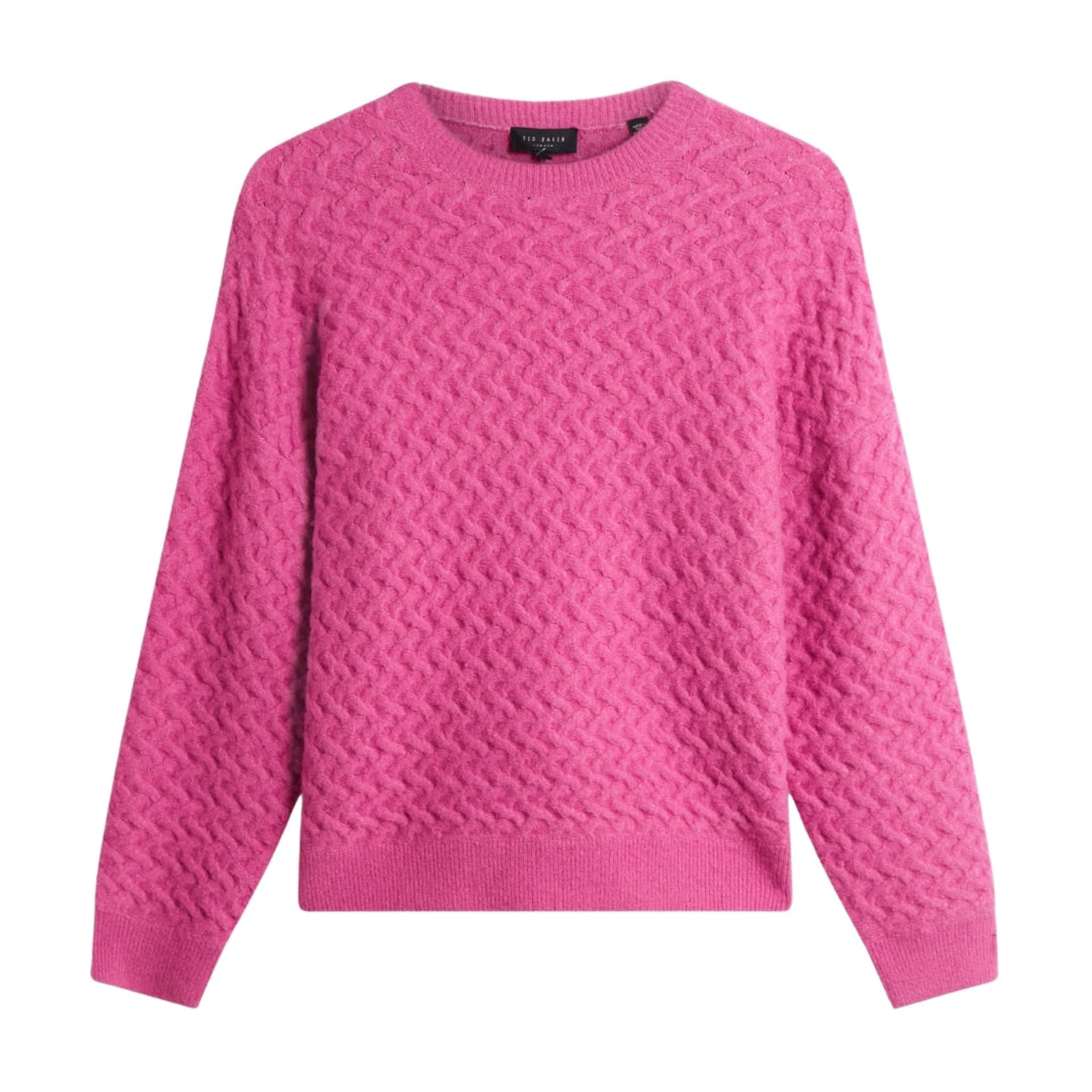 Ted Baker Ted Baker Women's Morlea Morlea Long Sleeve Crew Neck Relaxed Fit Sweater in Bright Pink