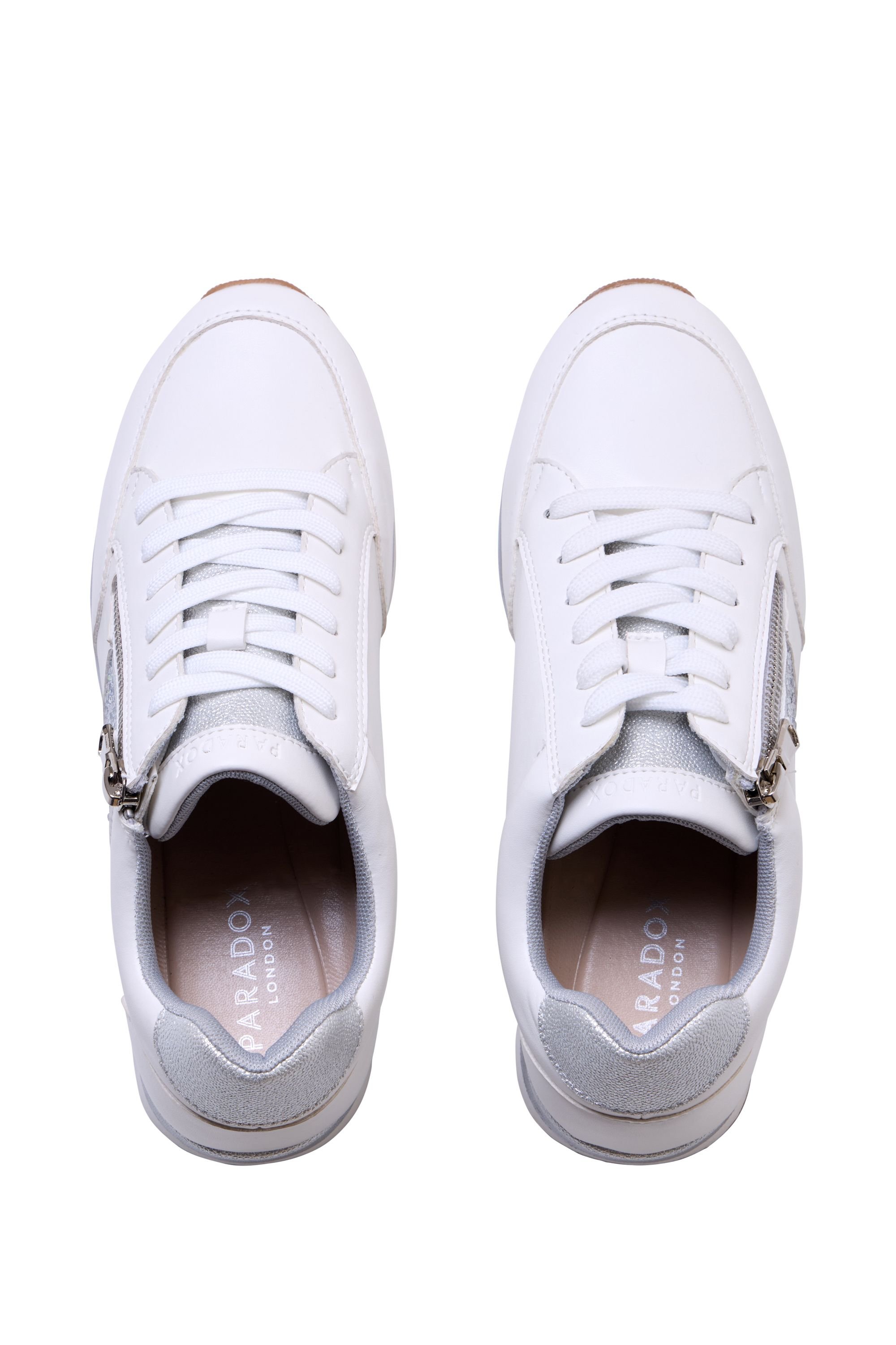 Paradox London Paradox London Women's Zadie Embellished Zip Trainers in White - 3