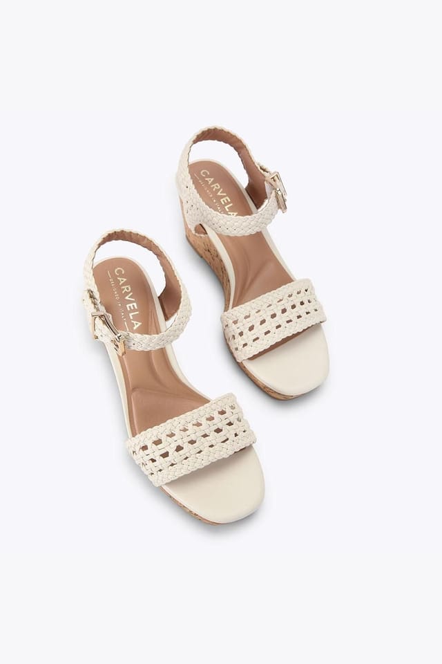 Carvela Carvela Women's 'Portofino Wedge Wide Fit' Sandals in Cream - 2