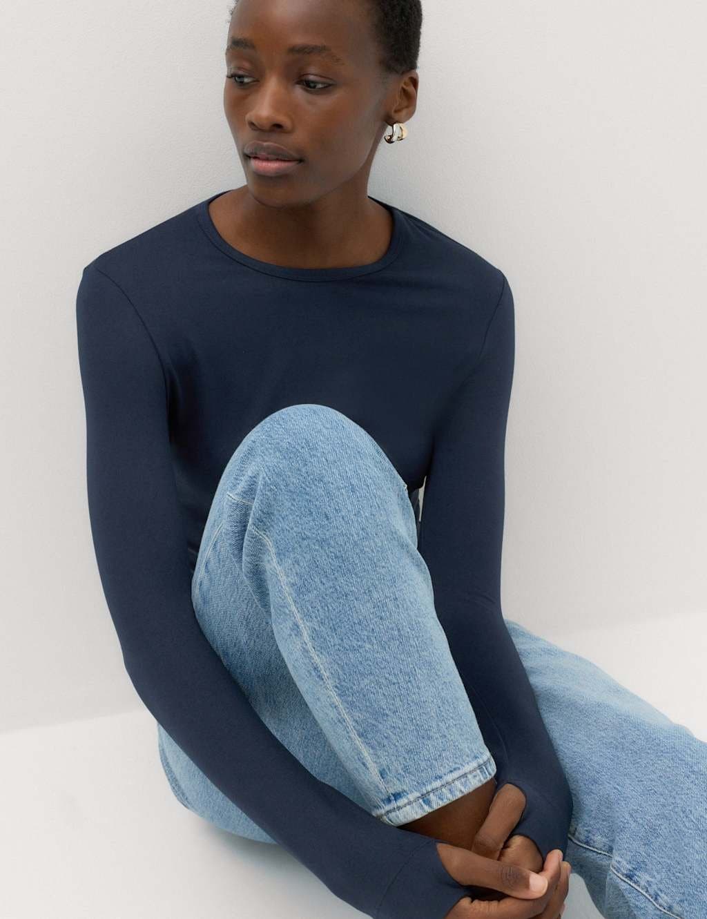 Marks & Spencer M&S Navy Soft Touch Long-Sleeve Top