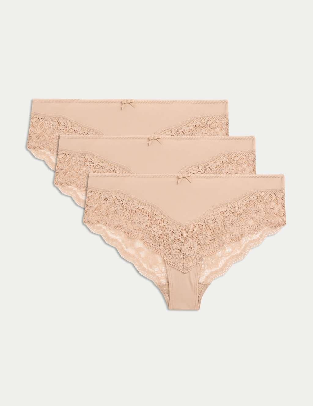 Marks & Spencer M&S 3pk Lace Trim Brazilian Knickers Rose Quartz