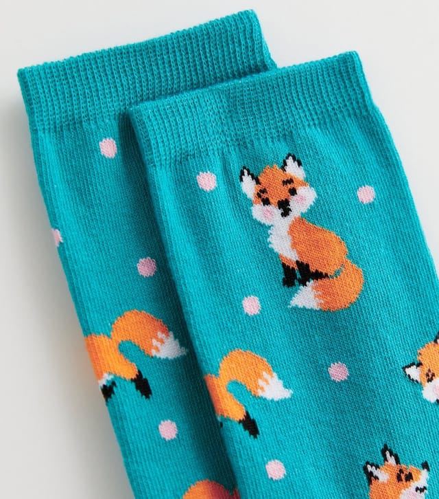 New Look Dark Green Fox Print Socks New Look - 2