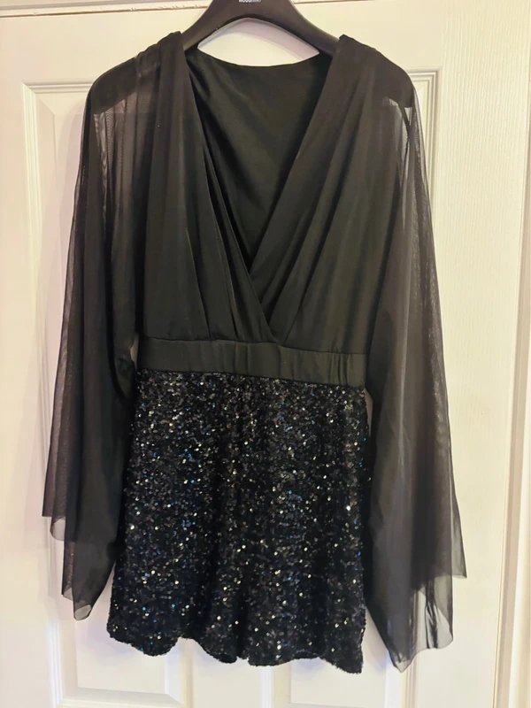 Shein Shein med same day post sequin statement playsuit wedding party holiday festival 10-12 same - 1