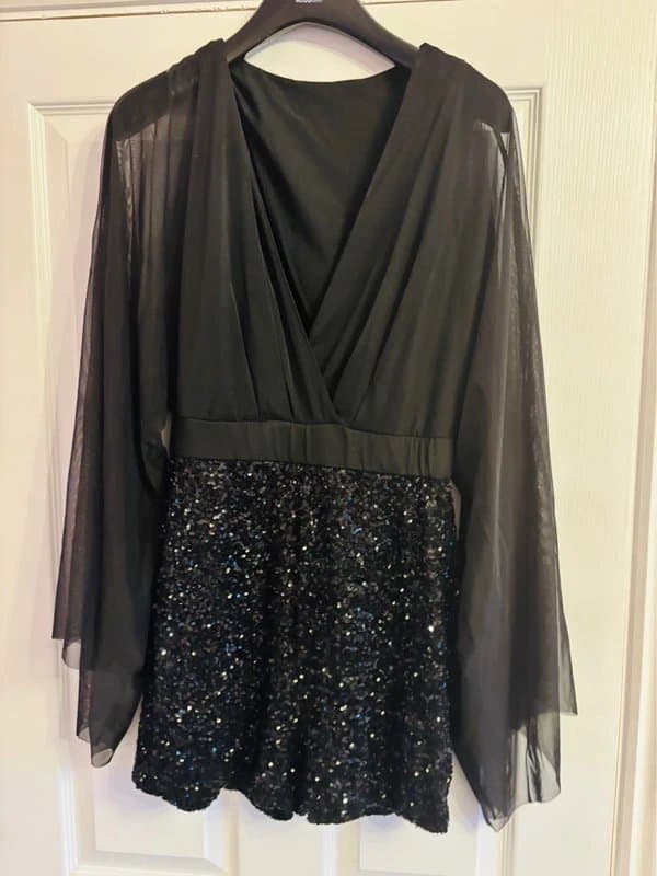 Shein Shein med  same day post sequin statement playsuit wedding party holiday festival 10-12 same