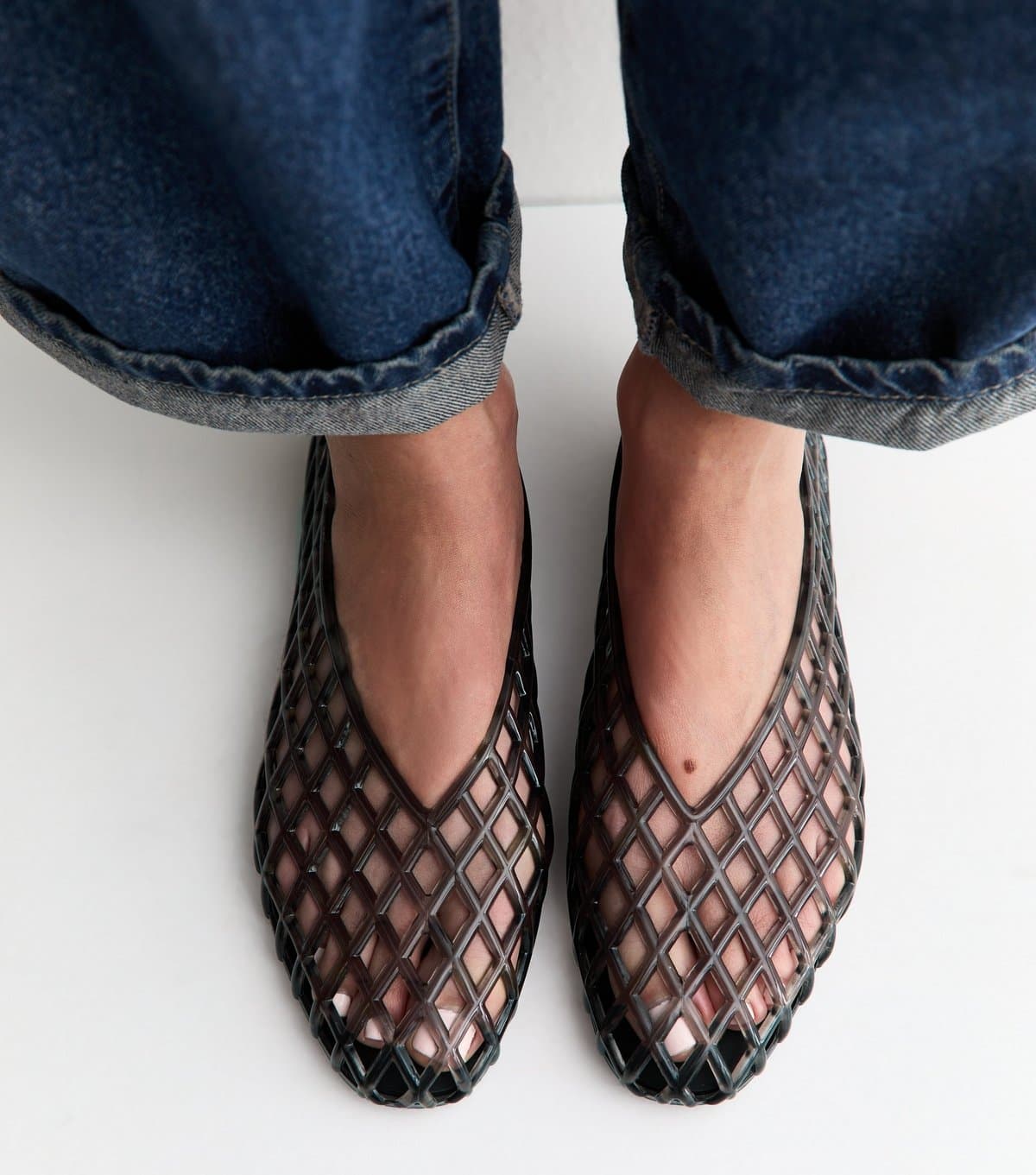 New Look Women's Truffle Grey Jelly Ballet Pumps New Look