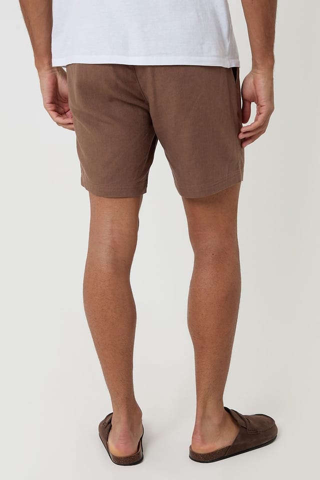 Threadbare Threadbare Men's Shorter Length Linen Blend Shorts in Brown - 2
