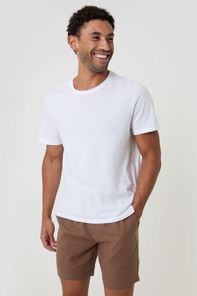 Threadbare Threadbare Men's Shorter Length Linen Blend Shorts in Brown - 3
