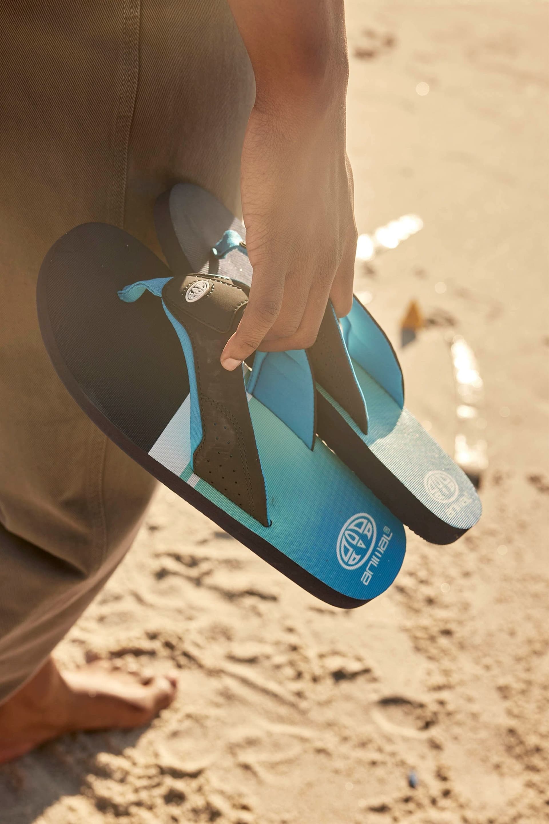 Animal Animal Men's Blue Beach Flip Flops