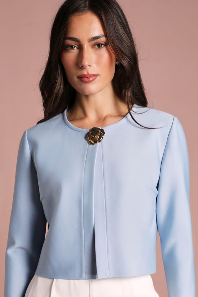 Coast Coast Women's Bandage Button Detail Long Sleeve Top in Blue - 2