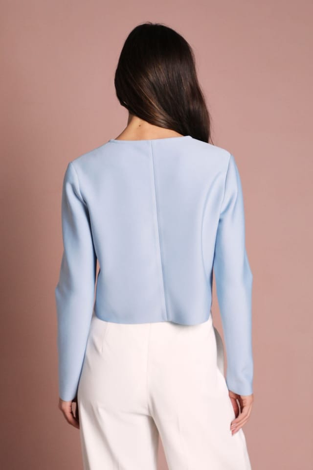 Coast Coast Women's Bandage Button Detail Long Sleeve Top in Blue - 3