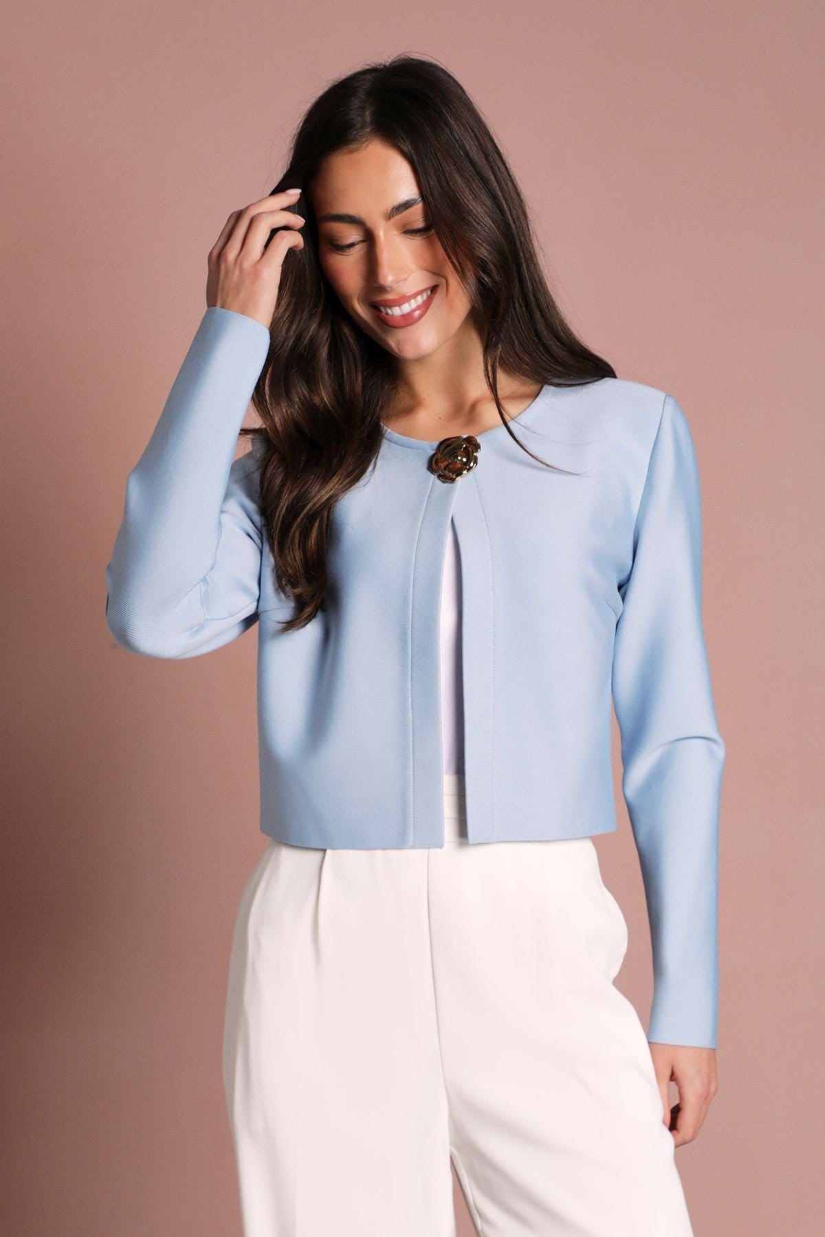 Coast Coast Women's Bandage Button Detail Long Sleeve Top in Blue - 4