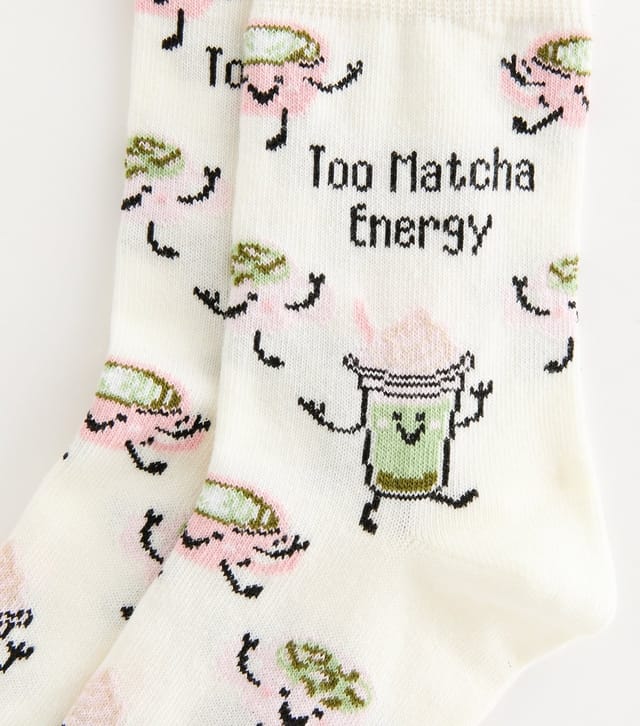 New Look Cream Cotton Rich Too Matcha Energy Ankle Socks New Look - 2