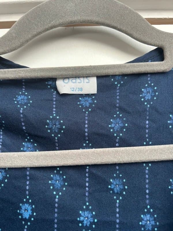 Oasis Oasis Boho Midi Dress Navy Blue Teal Paisley Pattern