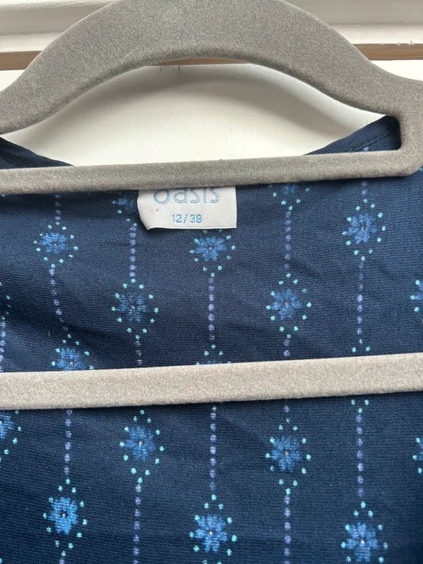 Oasis Oasis Boho Midi Dress Navy Blue Teal Paisley Pattern - 1
