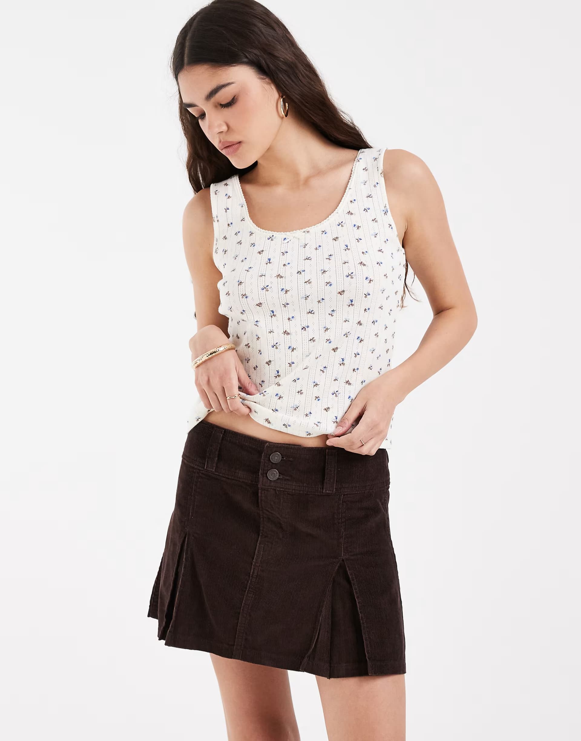 ASOS Levis denim pleated mini skirt in dark brown