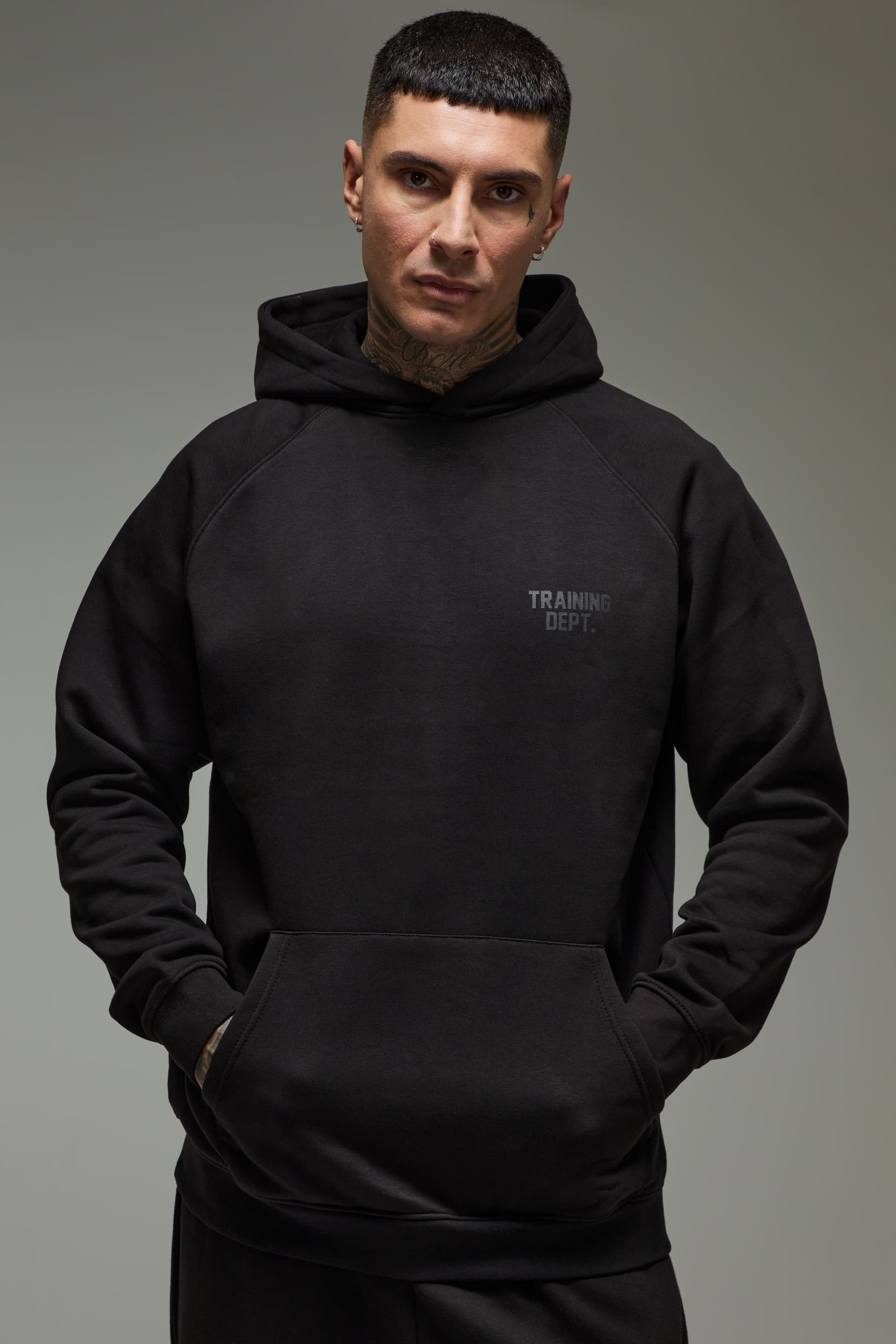 Training Dept. Training Dept. Men's Tall Training Dept Oversized Embossed Hoodie in Black