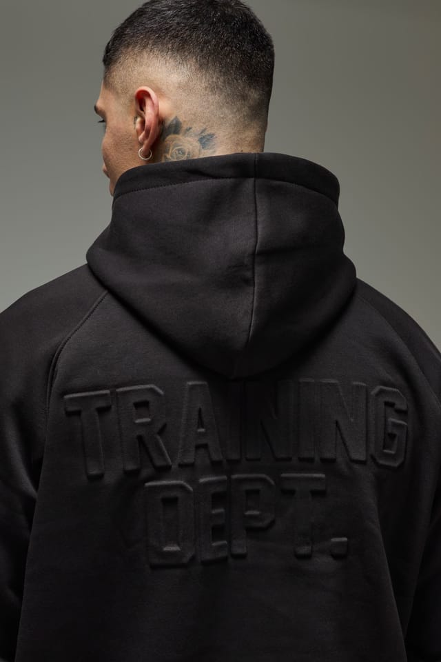 Training Dept. Training Dept. Men's Tall Training Dept Oversized Embossed Hoodie in Black - 3