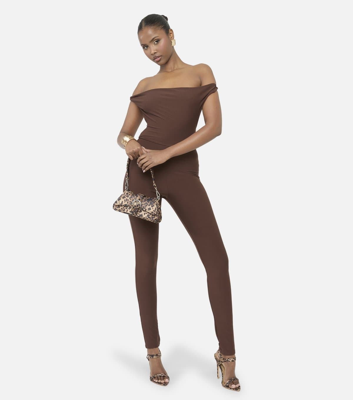 Public Desire Women's Dark Brown Twisted Strap Backless Jumpsuit Public Desire New Look