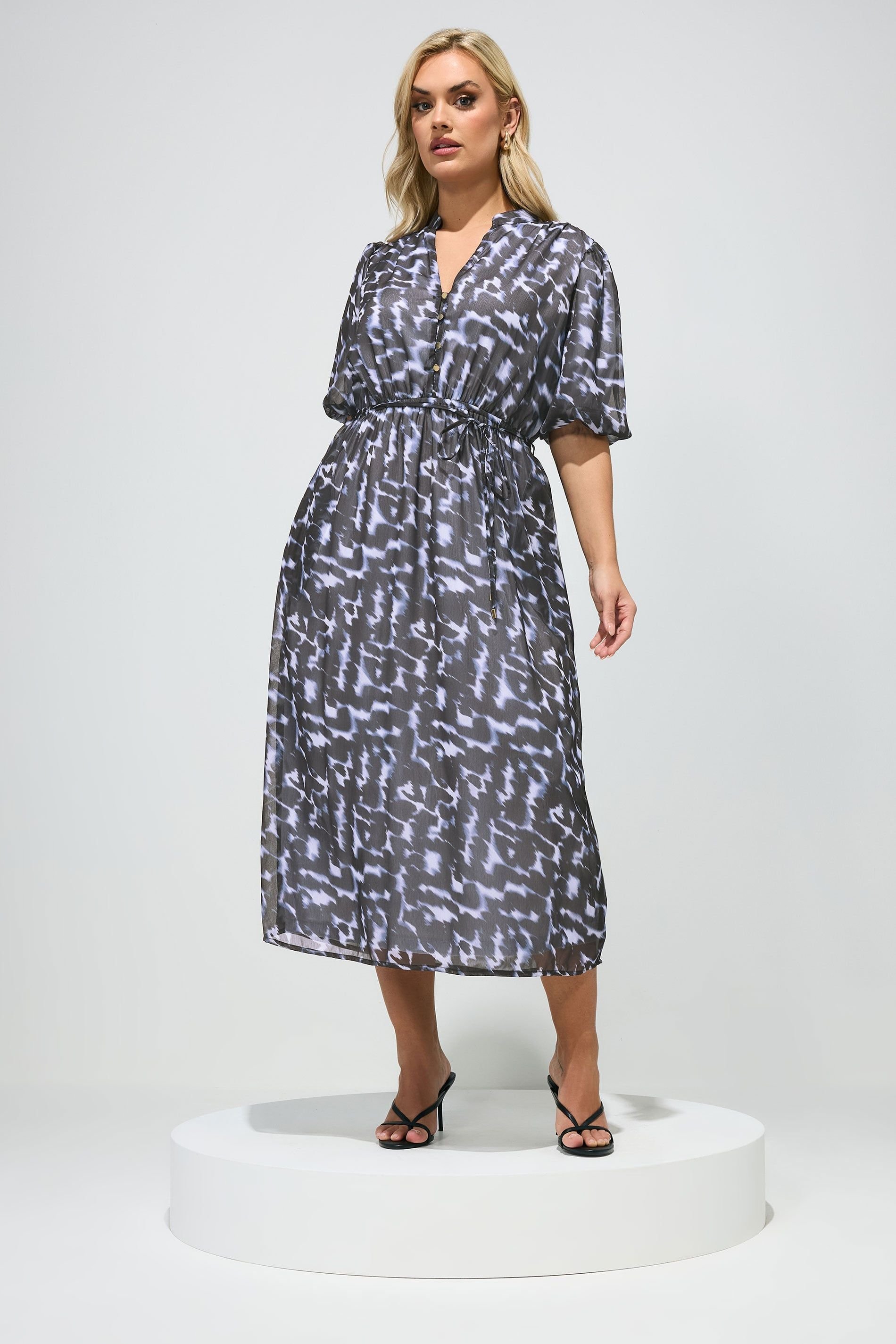 Yours Yours Women's Abstract Animal Print Shirt Dress in Dark Blue - 4