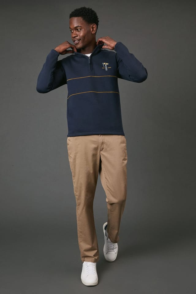 Maine Maine Men's Navy Tobacco Lighthouse Half Zip Jumper - 2