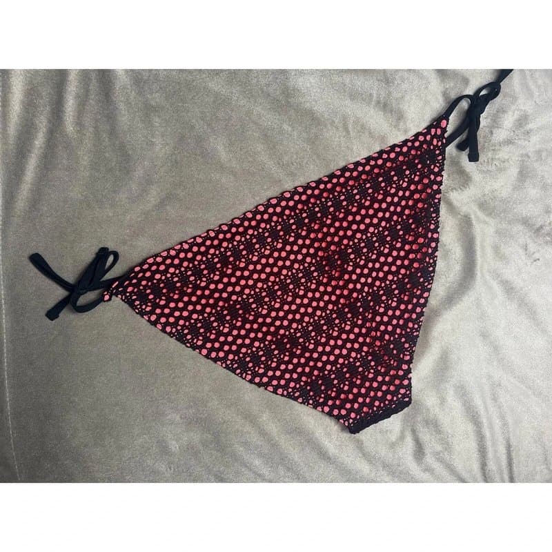 Topshop Topshop Black Fishnet Crochet Neon Orange Side Tie Bikini Bottoms Size 12 Large
