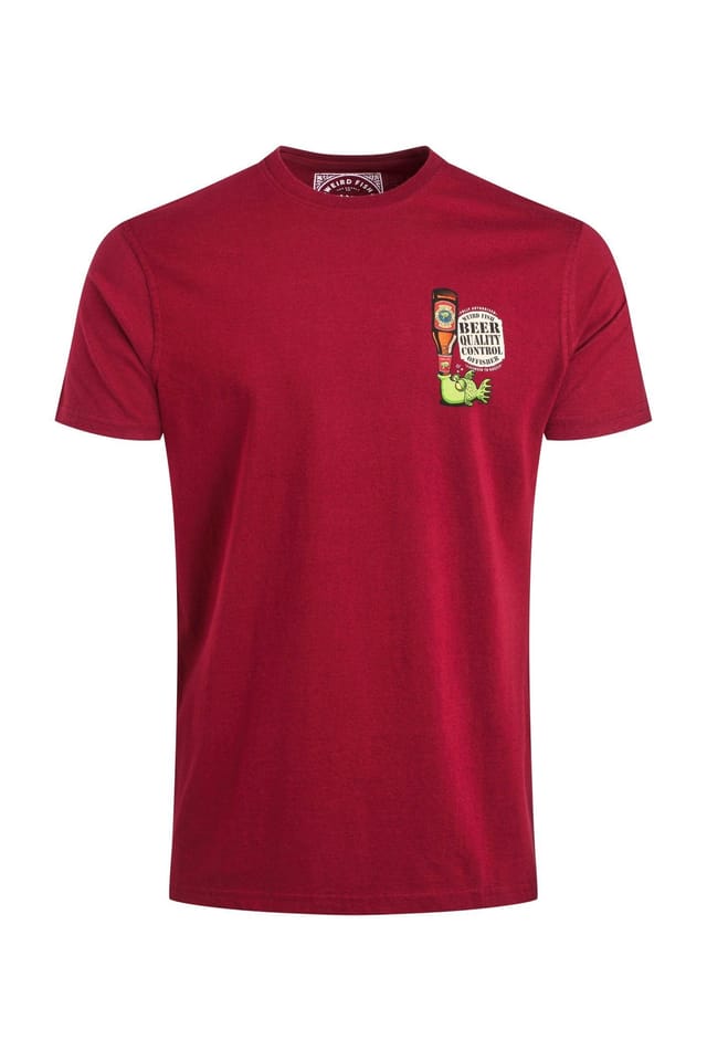 Weird Fish Weird Fish Men's Beer Offisher Artist T-Shirt in Red - 2