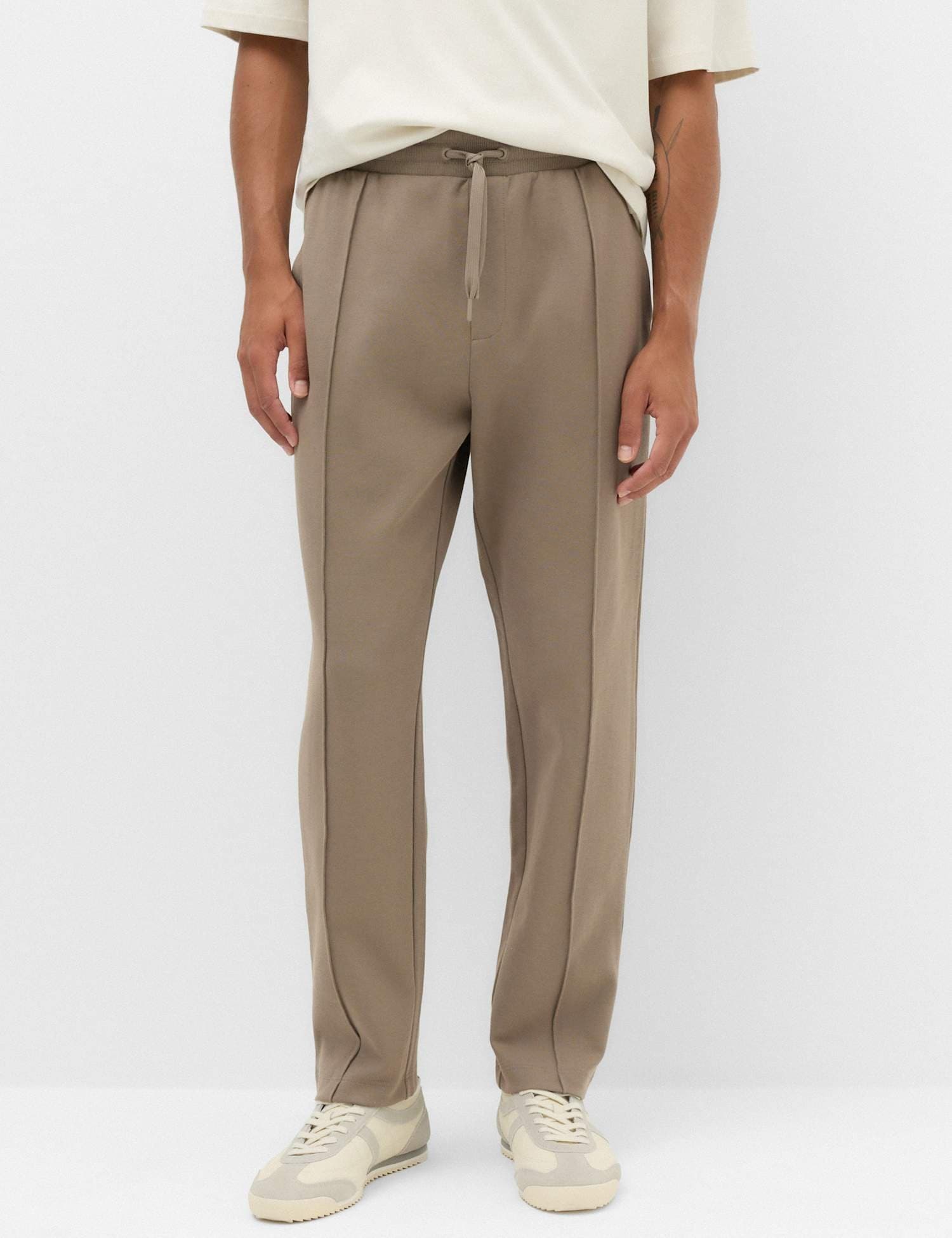 Marks & Spencer M&S Ultimate Cotton Rich Straight Leg Joggers Mocha