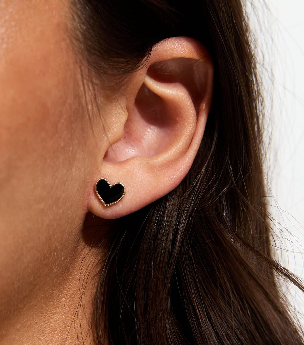 New Look Gold Tone Black Mini Heart Stud Earrings New Look