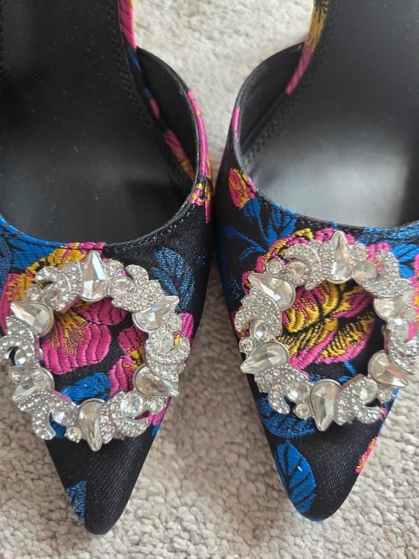 ASOS Design Beautiful ASOS Design Poppy embellished slingback high heeled shoes