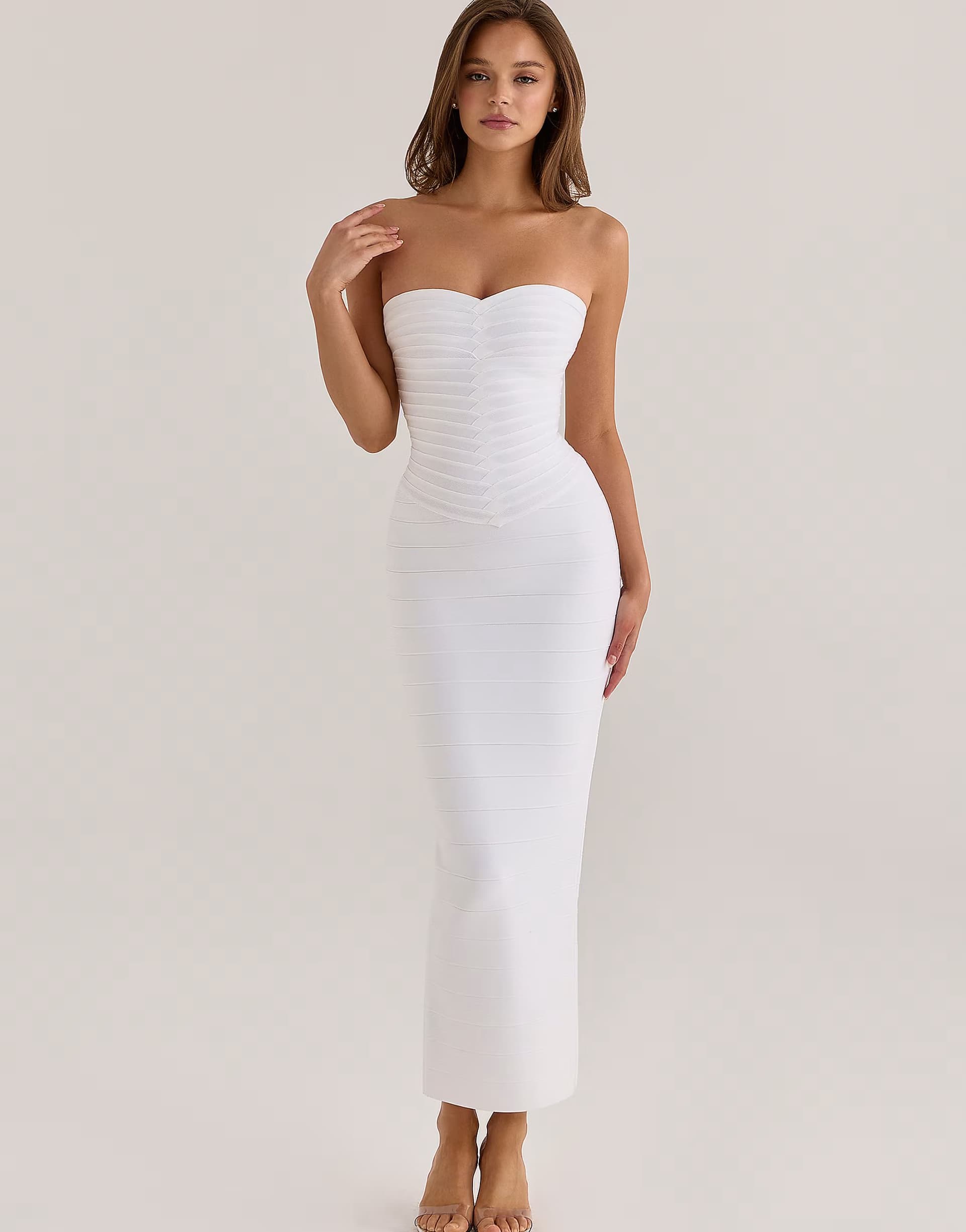 ASOS House of CB The Sweetheart True White Strapless V-Waist Bandage
