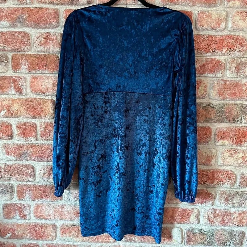 Navy Crushed Velvet Jumper Dress