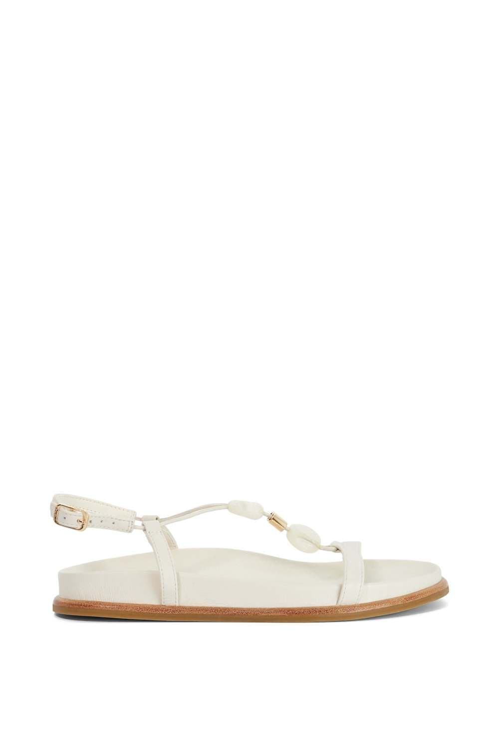 Dune London Dune London White Leather Sandals with Adjustable Straps
