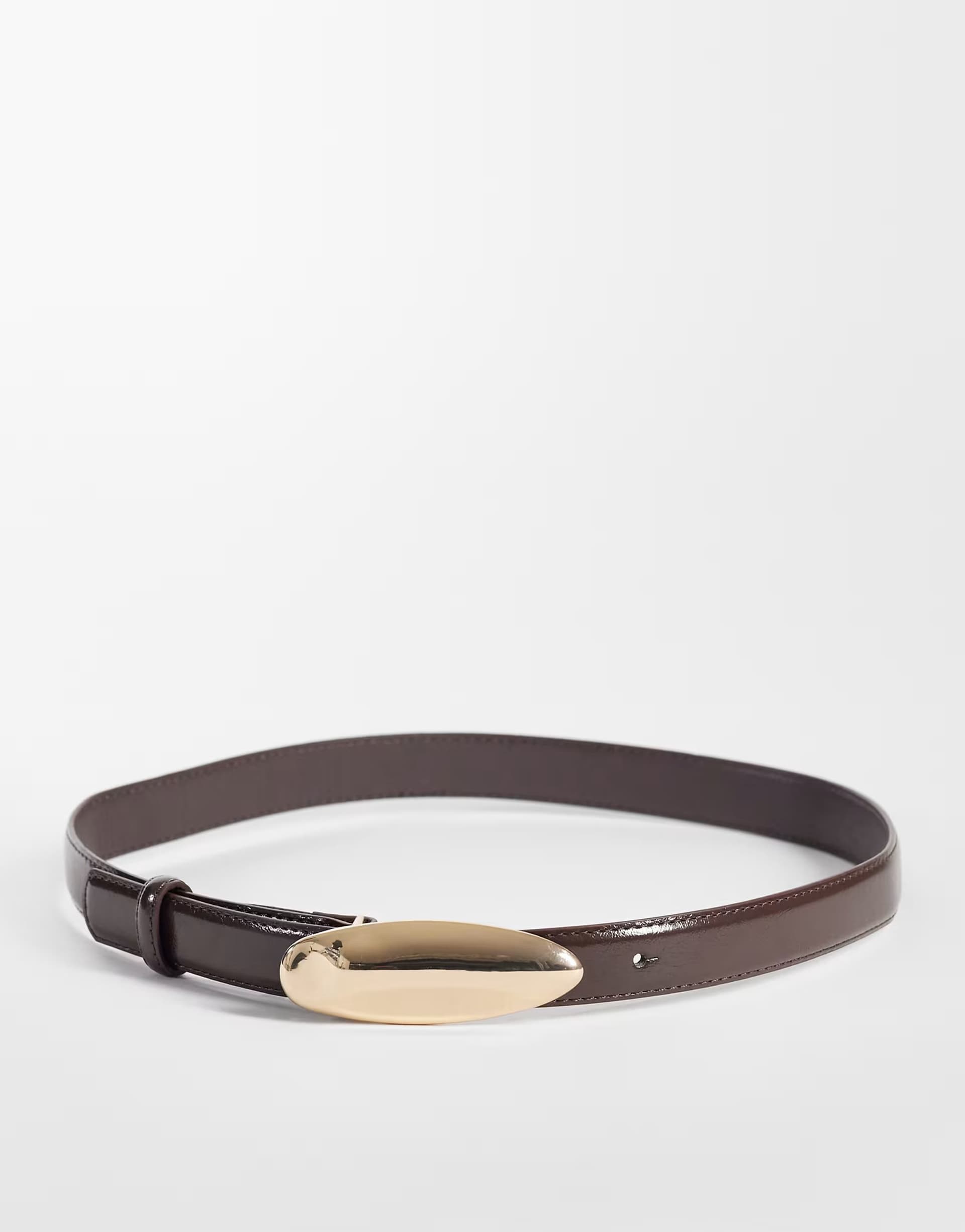 ASOS Vero Moda coated belt with gold tear drop buckle in chocolate brown
