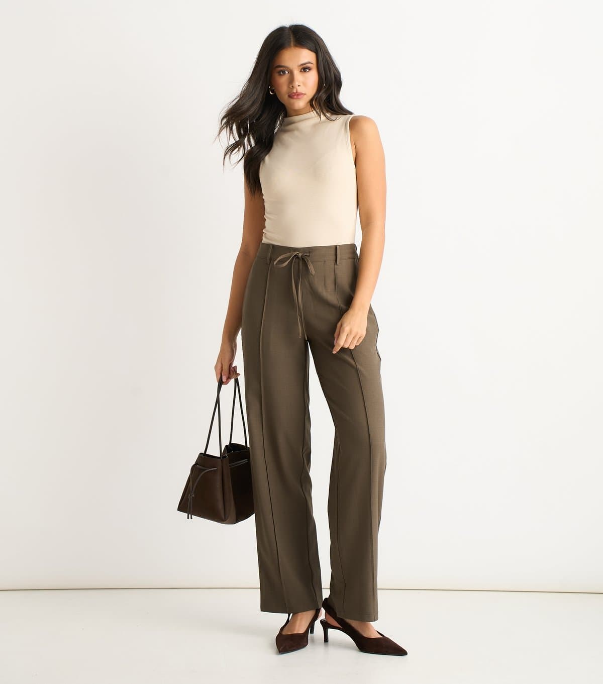 Gini London Women's Dark Grey Elasticated Tailored Trousers Gini London New Look